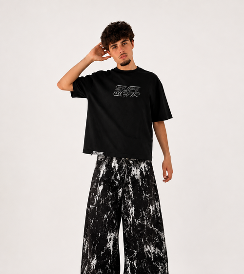 Distressed Patch Tee Black