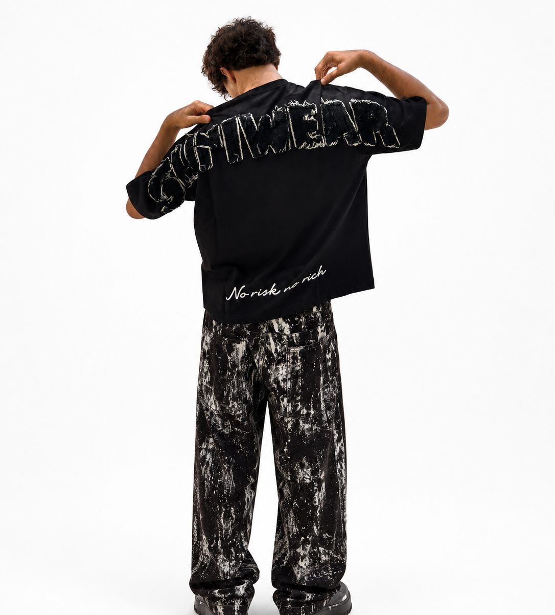 Distressed Patch Tee Black